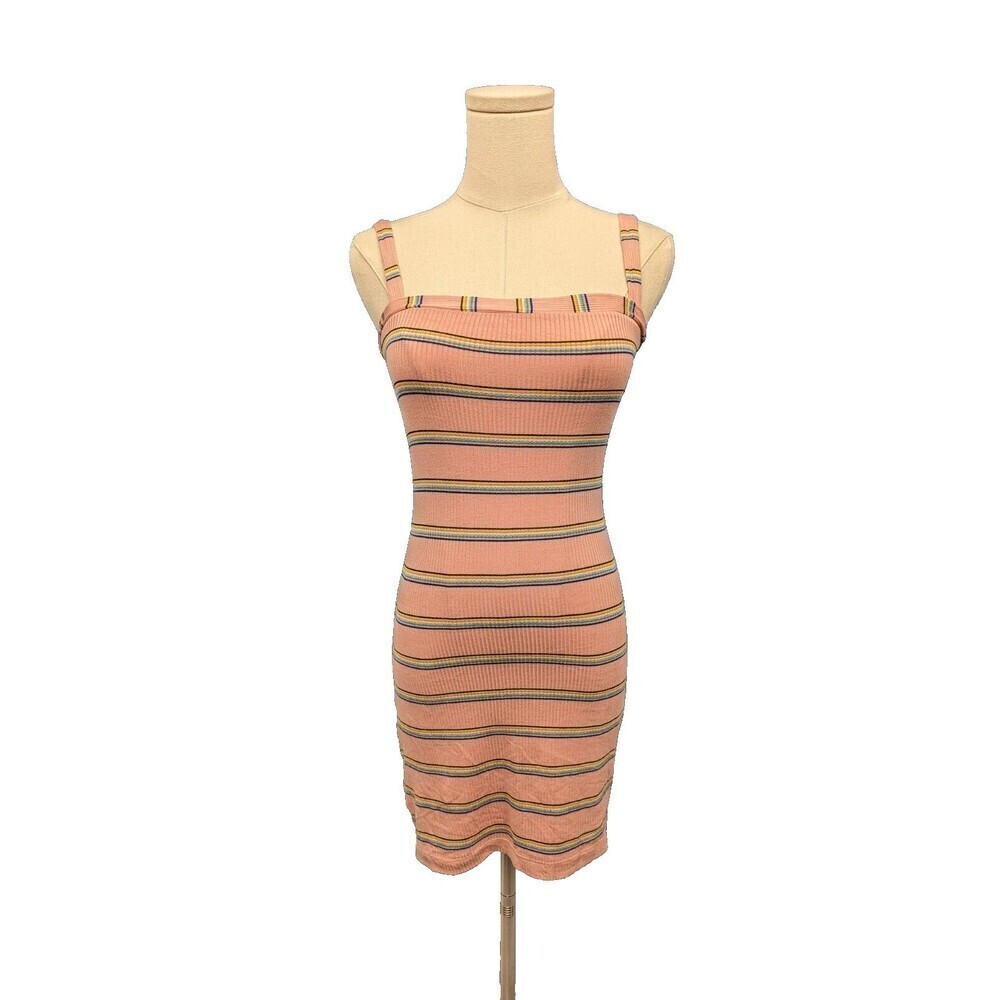 Privacy Please Bodycon Stretch Ribbed Knit Striped Mini Dress Small
